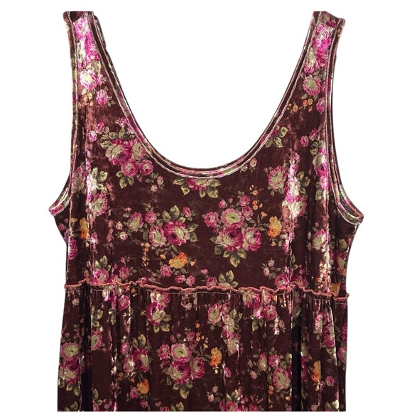 Natural Life Karlie Rust Bouquets Velvet Maxi Sundress Sz XL Boho Cottage Floral - Picture 6 of 13